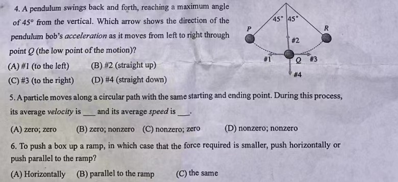  4. A pendulum swings back and forth, reaching a maximum angle