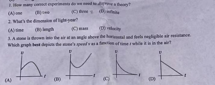 theory? (A) one (B) two (C) three . (D) infinite 2. What's