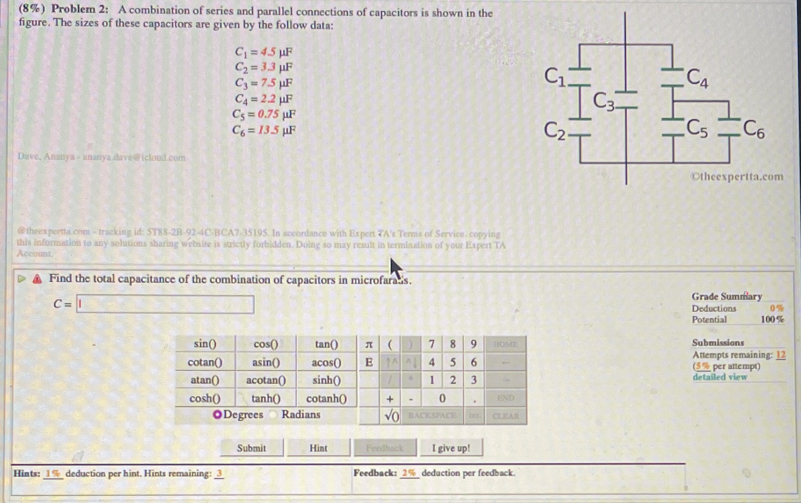  (8% ) Problem 2: A combination of series and parallel connections