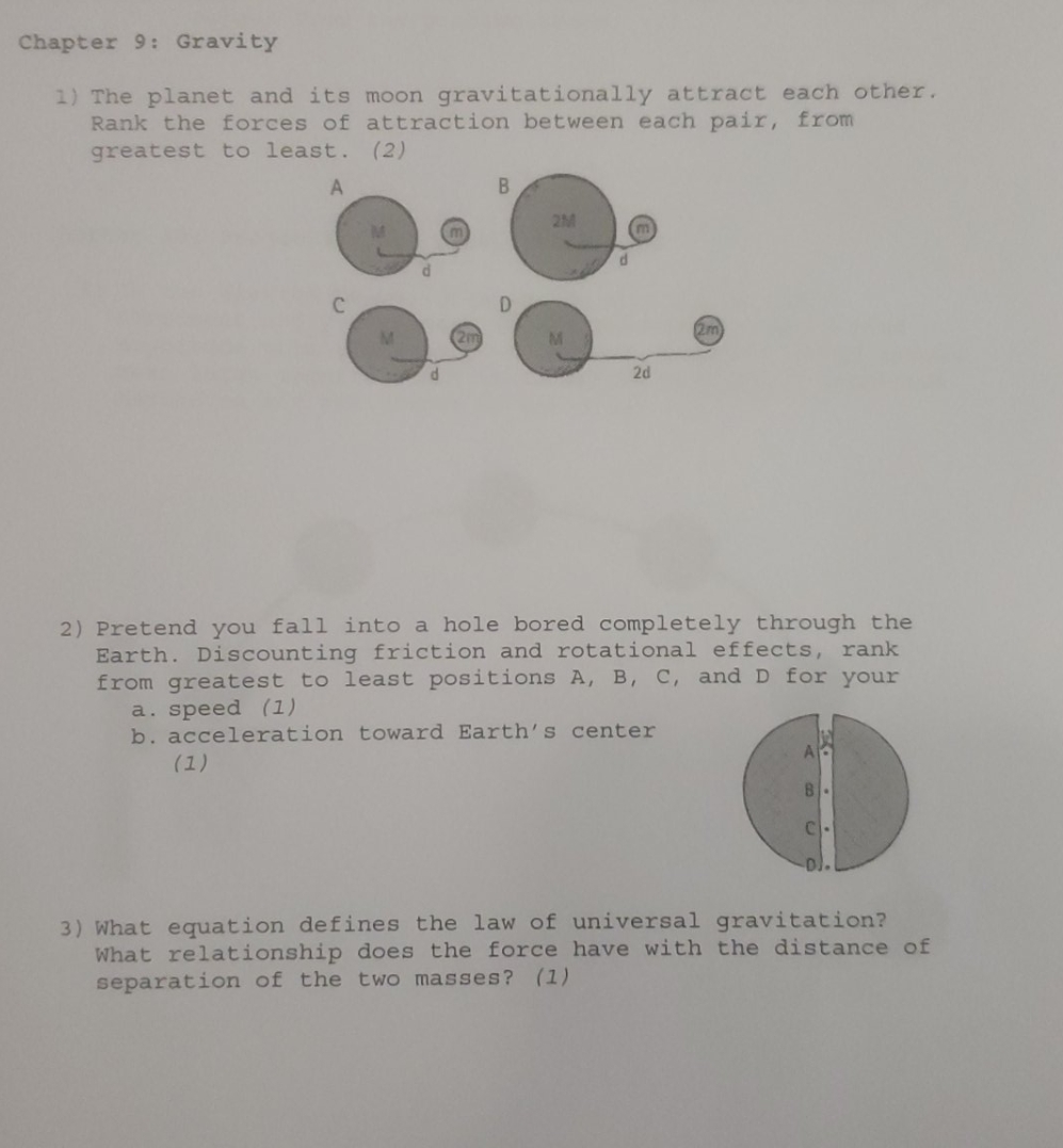 gravity in physics Chapter 9: Gravity 1) The planet and its moon