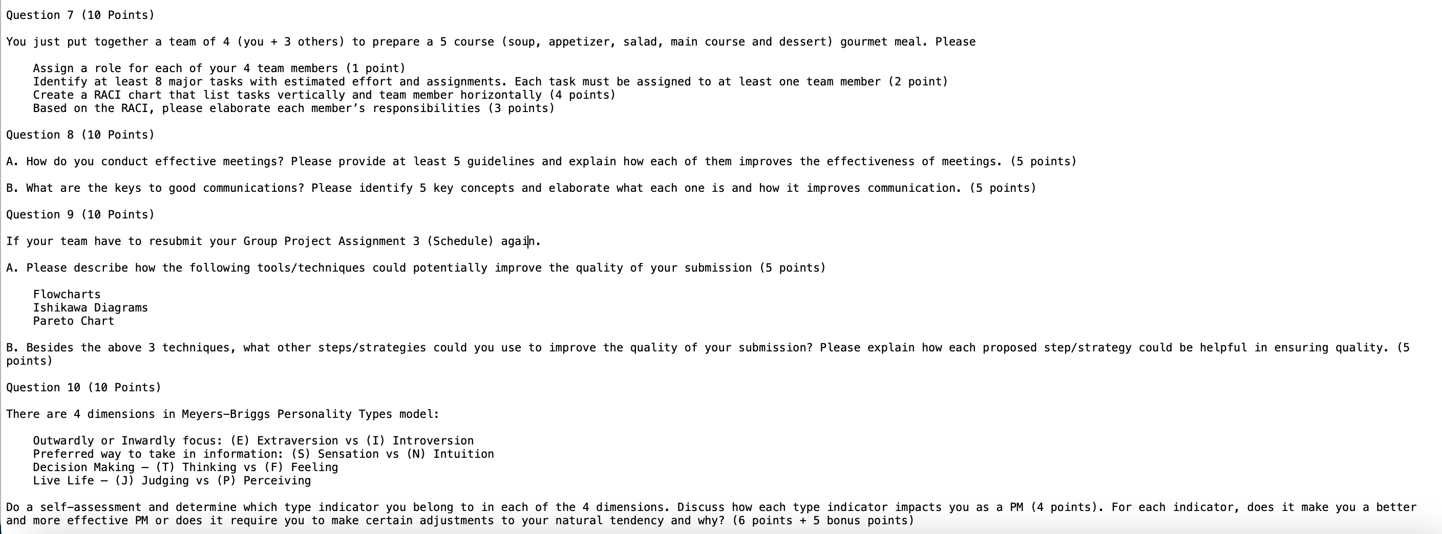 4 (you + 3 others) to prepare a 5 course (soup, appetizer,