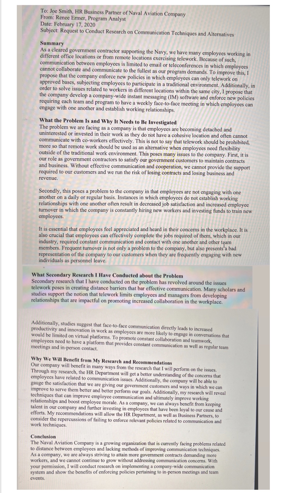 l have an assignment which is called Examining a Sample Memo. Can