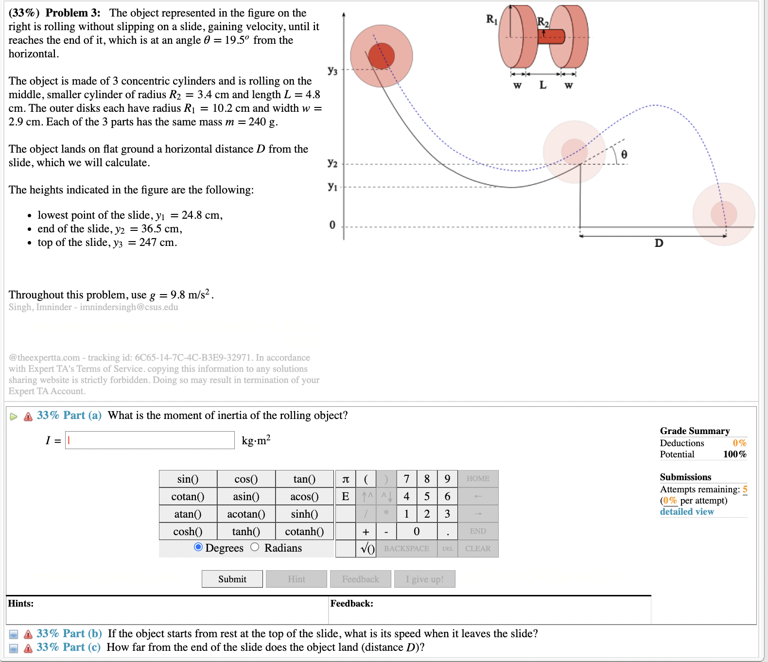 (33%) Problem 3: The object represented in the gure on the