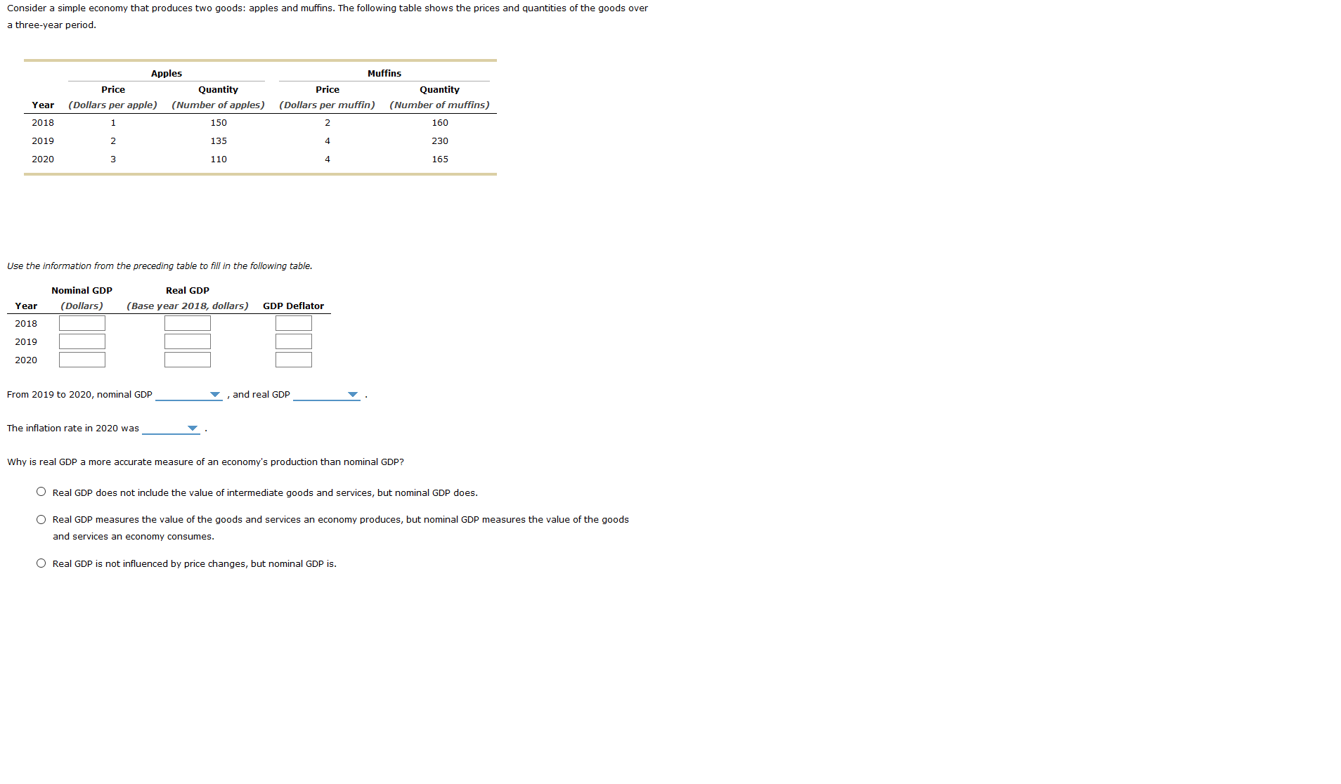  for the first two drop down there is increased and decreased.