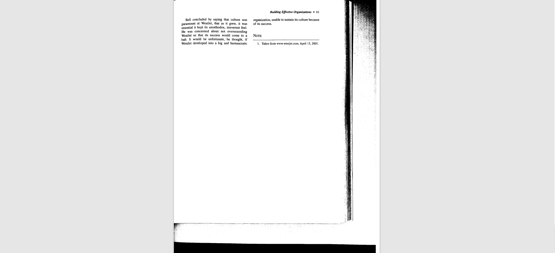 Morgan-along with Calgary business- in the hospitality business and our culture is