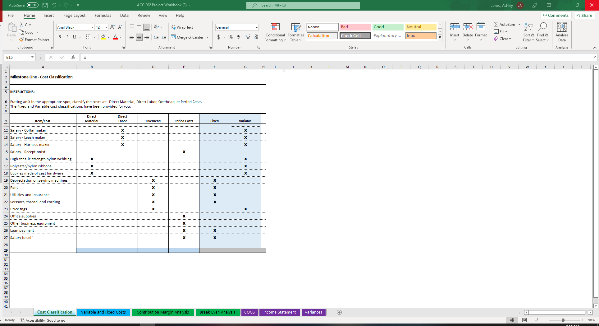 View Help Comments 15 Share Neutral AutoSum & Cut Calibri 10 ~