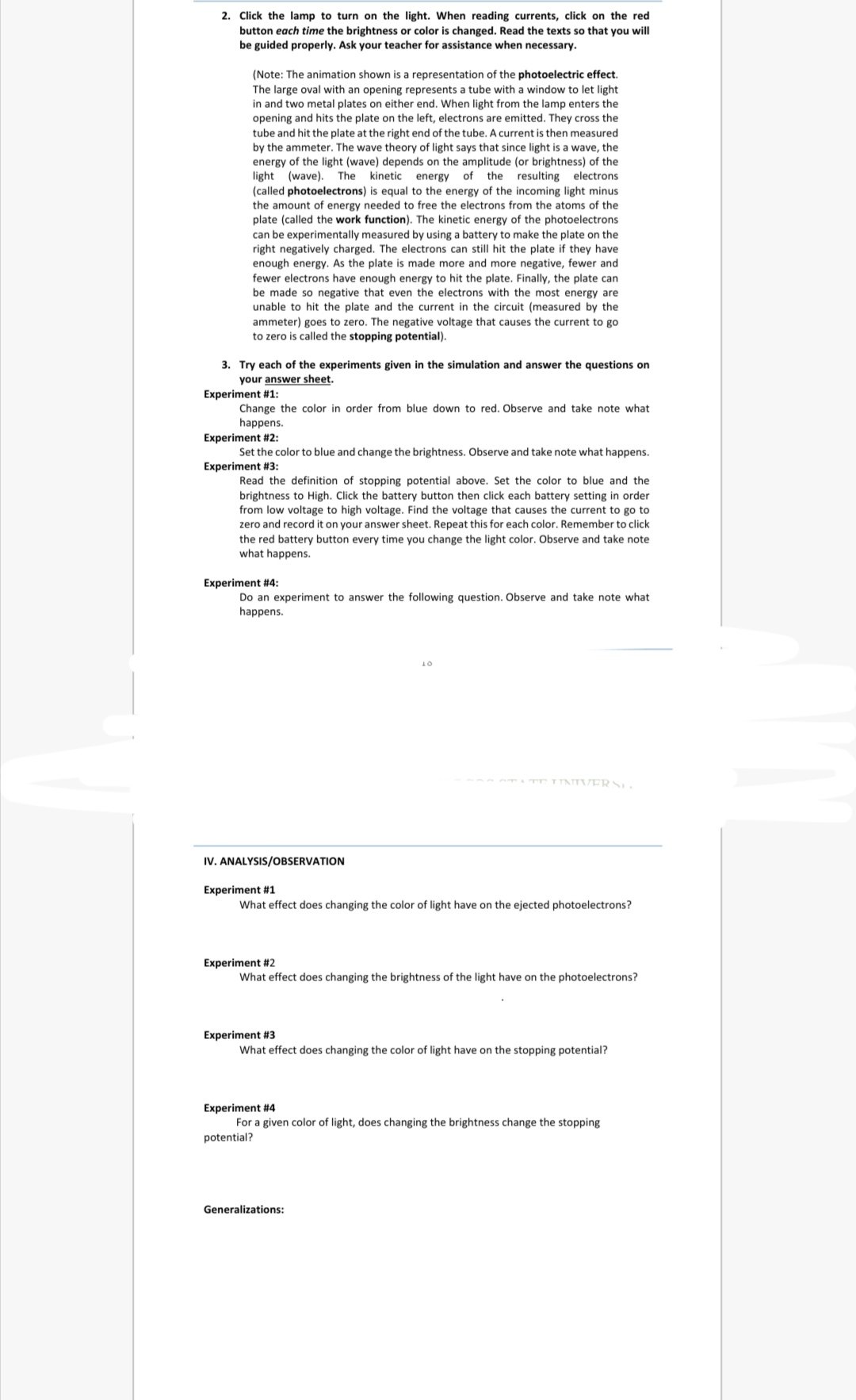 end. When light from the lamp enters the opening and hits the