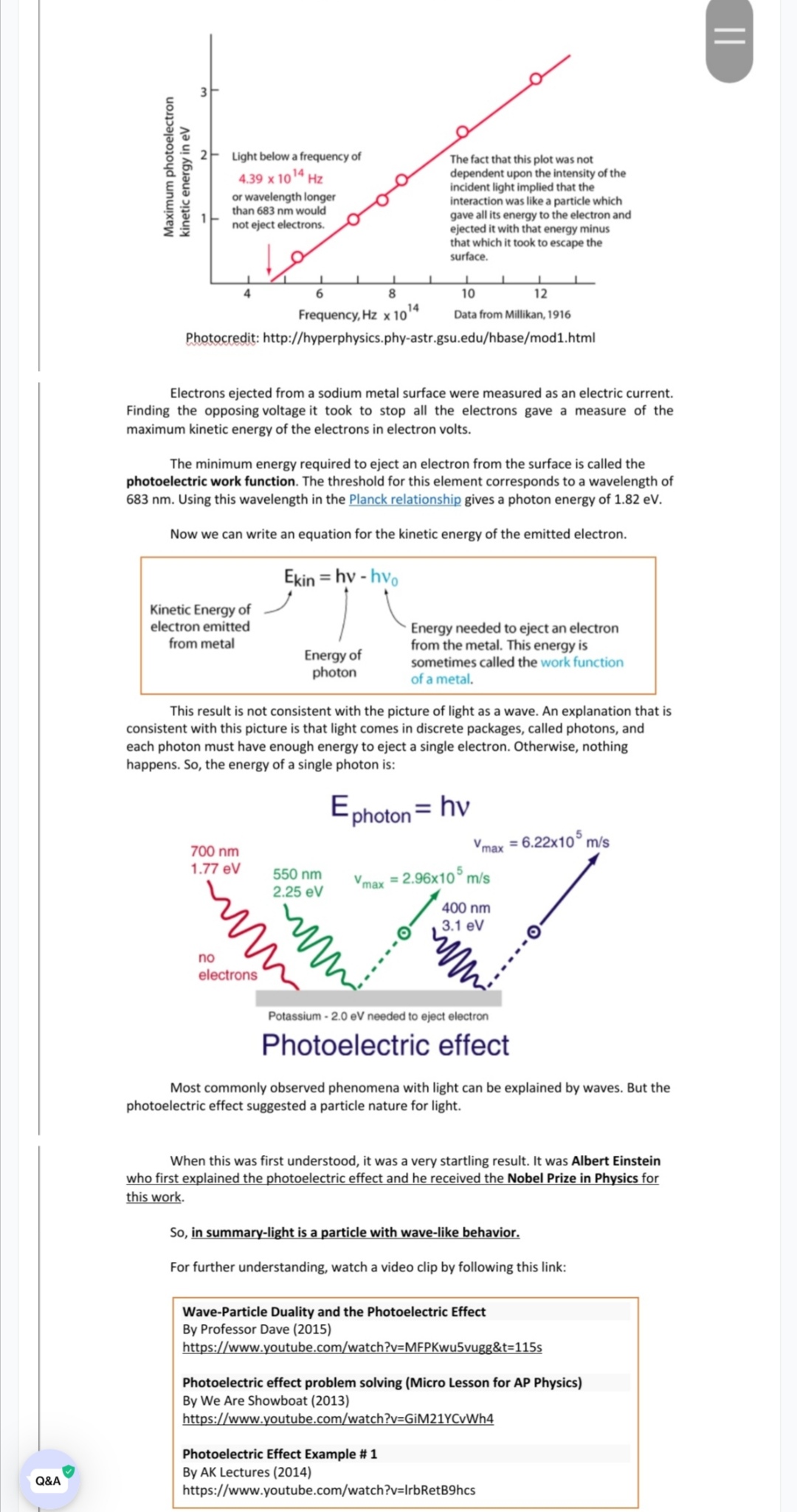 the electrons from the atoms of the plate (called the work function).