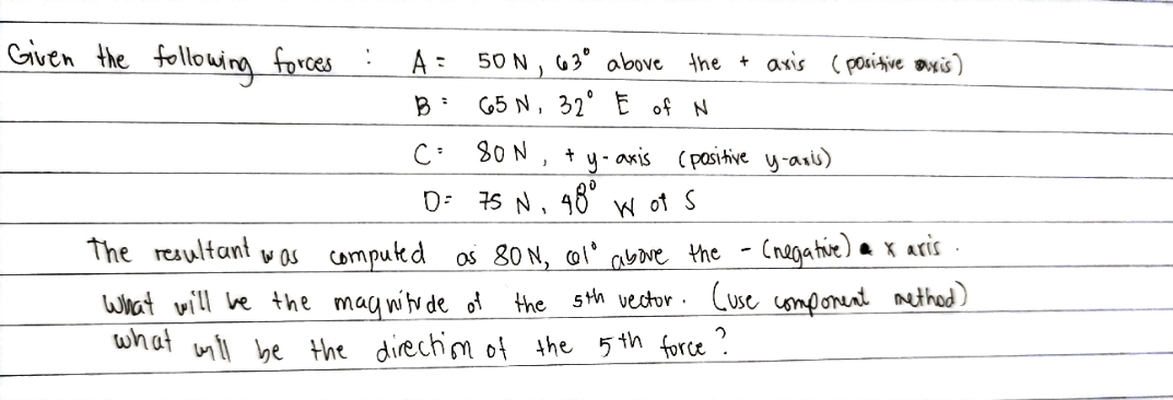 the + axis ( positive wis ) B : 65 N, 32