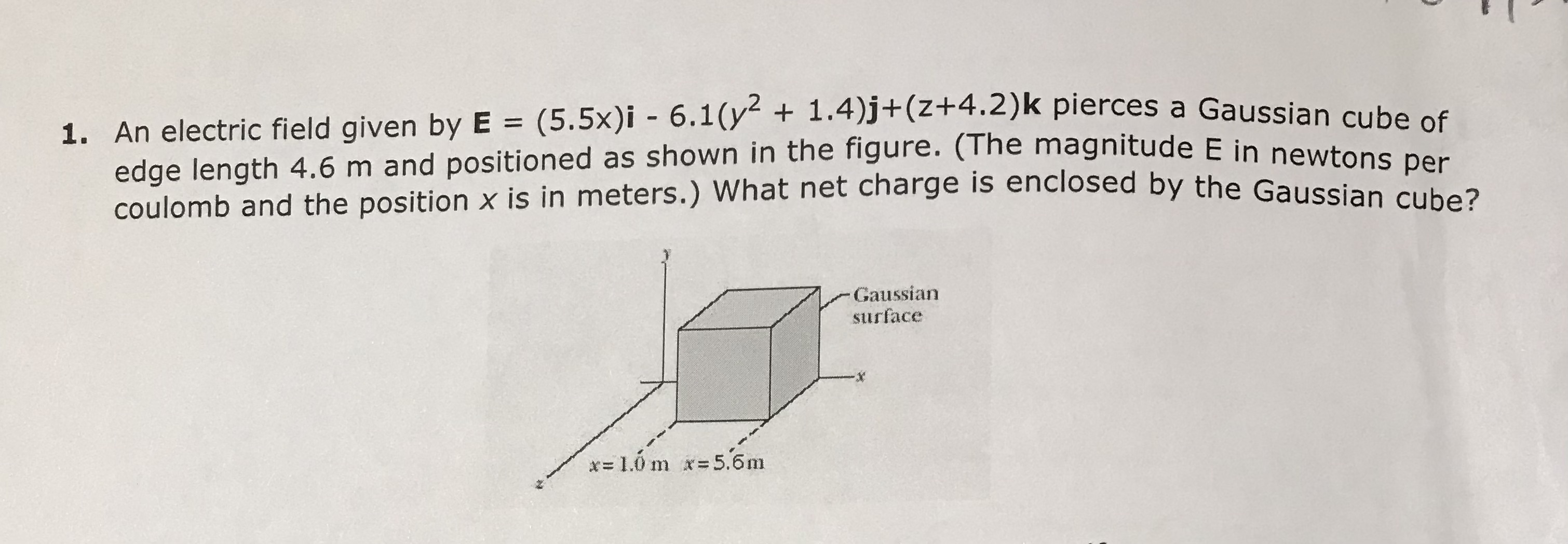 + 1.4)j+(z+4.2)k pierces a Gaussian cube of edge length 4.6 m and