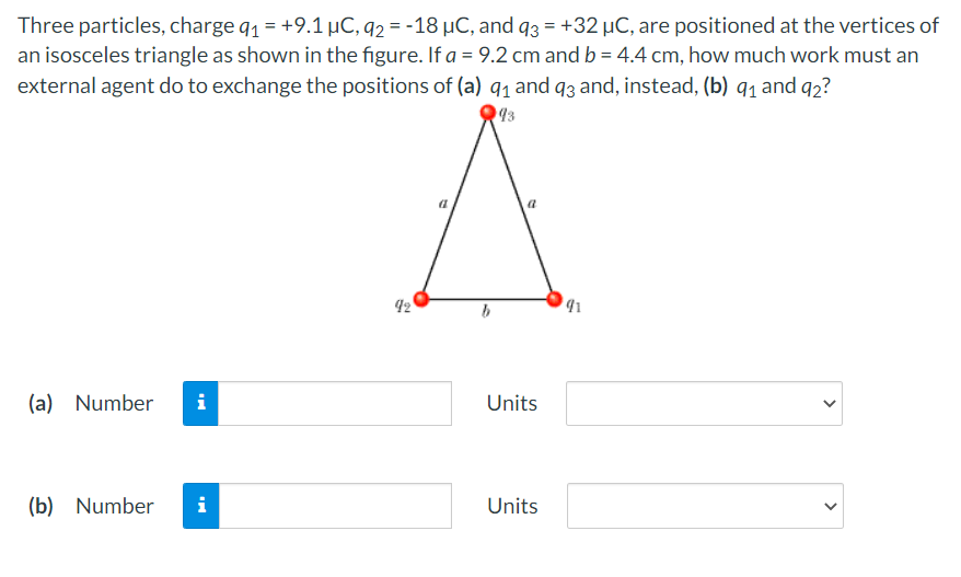 = +32 WC, are positioned at the vertices of an isosceles triangle