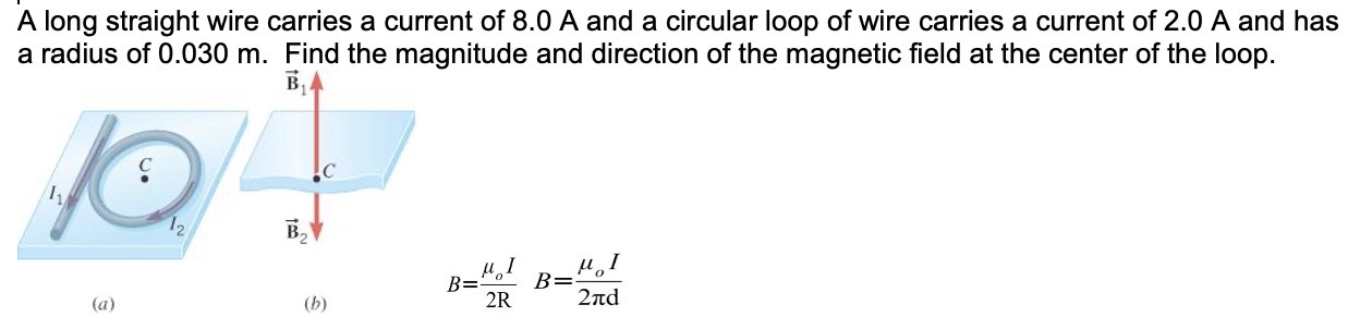  A long straight wire carries a current of 8.0 A and