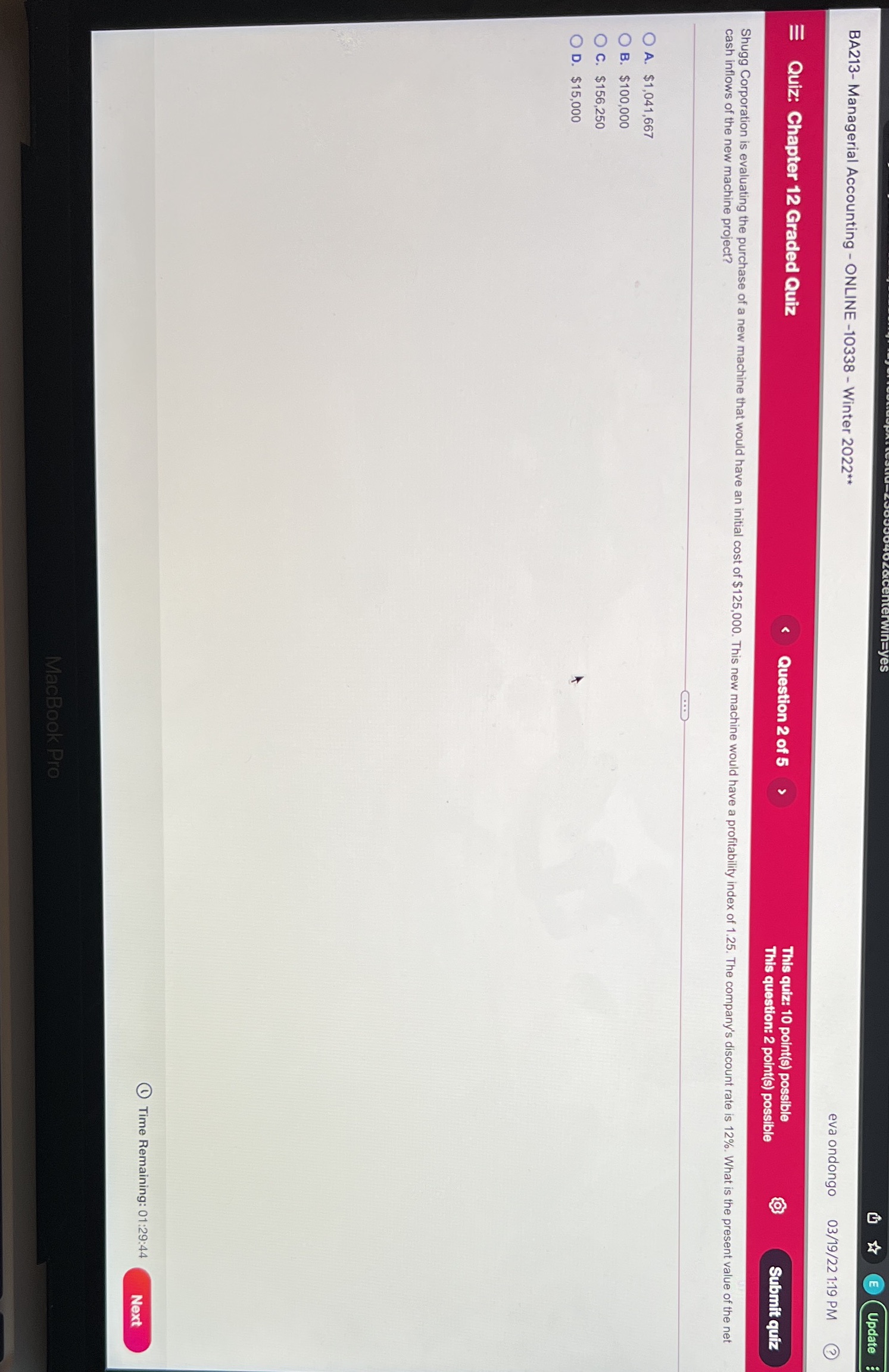 C E Update BA213- Managerial Accounting - ONLINE -10338 - Winter