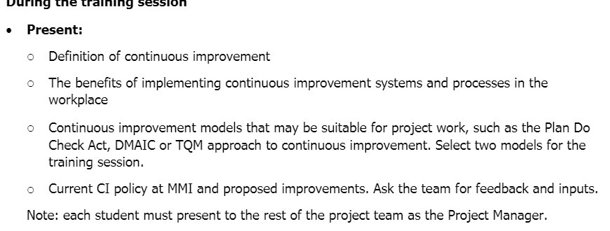 o The benefits of implementing continuous improvement systems and processes in the