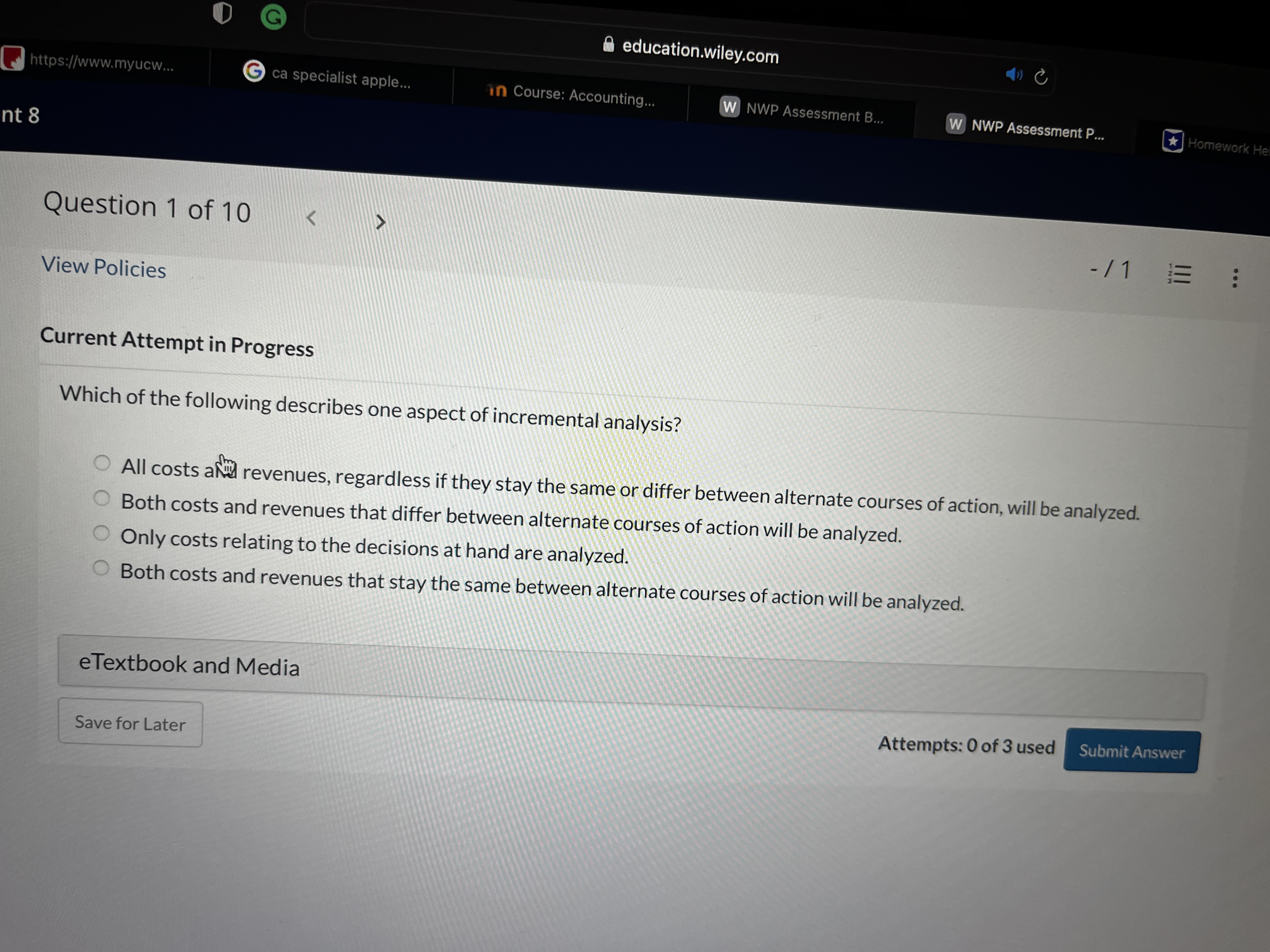  G education.wiley.com https://www.myucw.. G ca specialist apple... in Course: Accounting... W