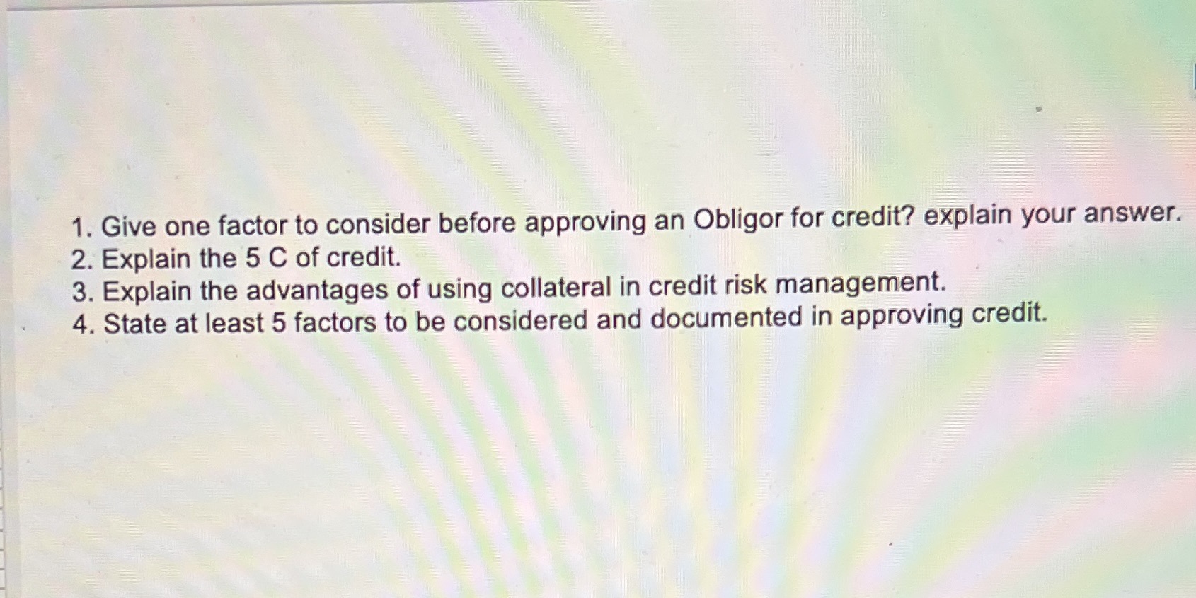 PLEASE HELP ME ANSWER THESE QUESTIONS ASAP TODAY FROM 1-4. THANK YOU.