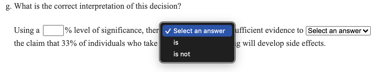 or alternative hypothesis? a. Enter the null hypothesis for this test. an