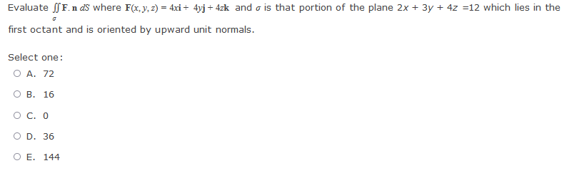 27 5Evaluate JJ F. n dS where F(x, y, z) = 4xi+