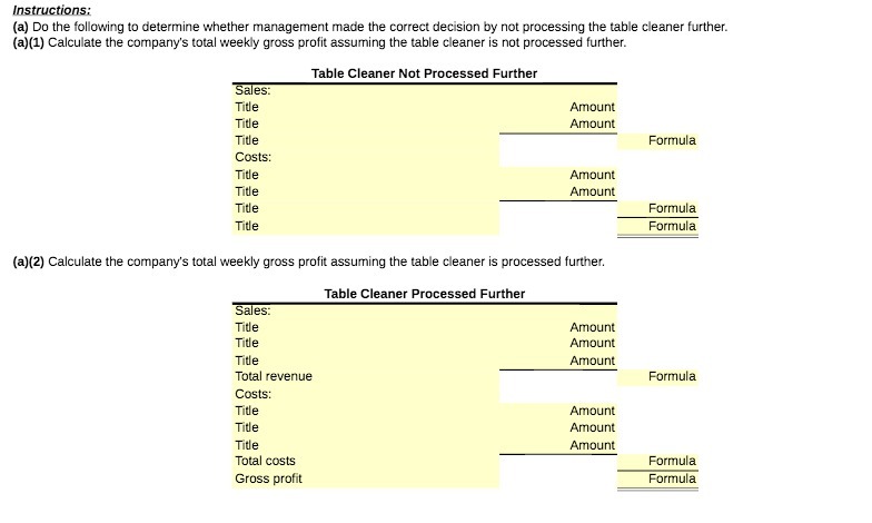 correct decision by not processing the table cleaner further. (a)(1) Calculate the