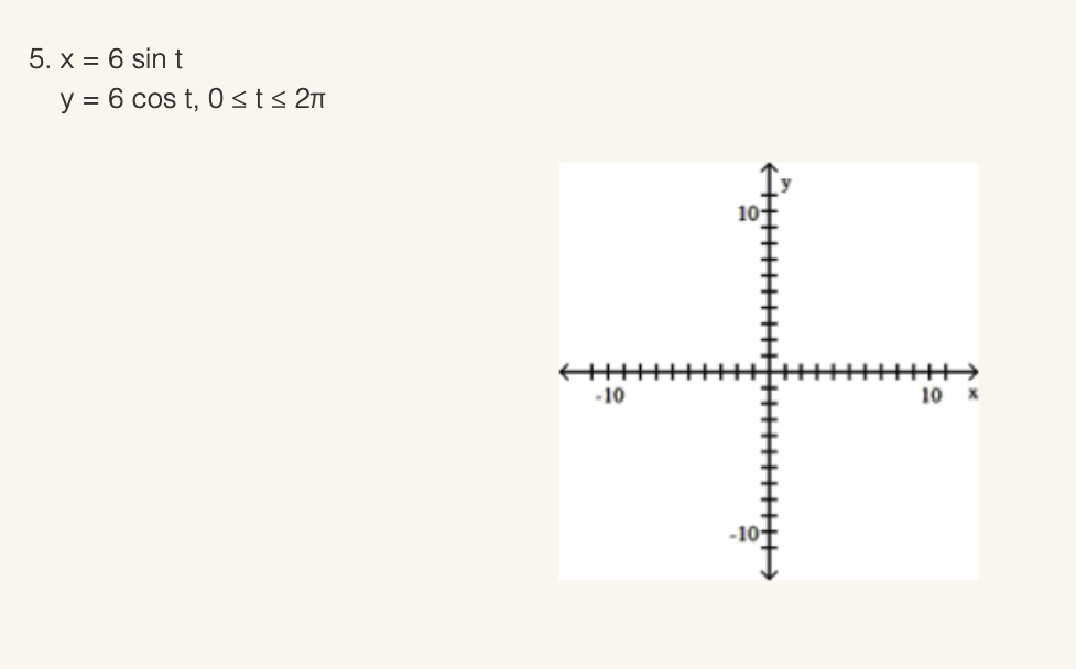 of parametric equations. (2 points each) 1. X = 3 sin 3