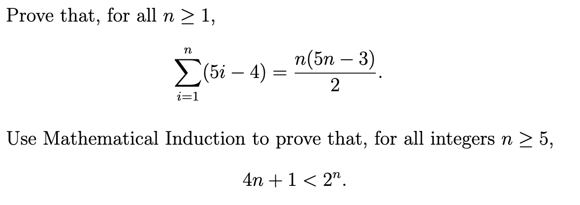 integers n 2 5, 4n+1