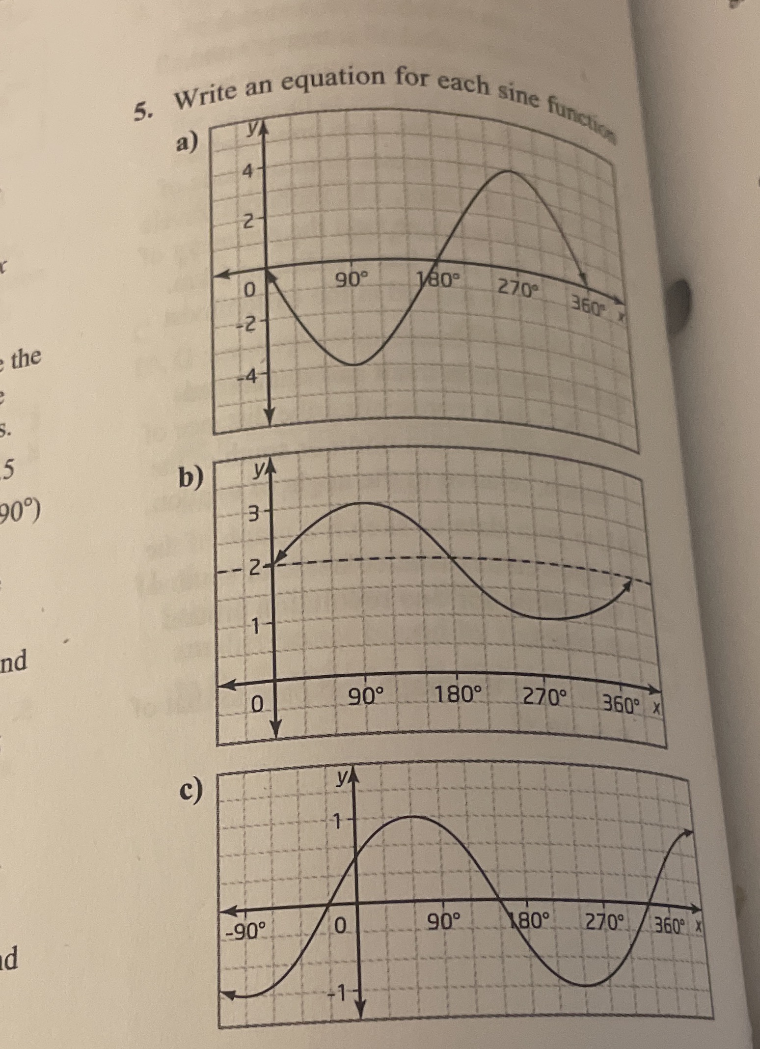  a 5. Write an equation for each sine function 4- 2