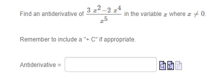 in the variable x where x O_ Find an antiderivative of Remember
