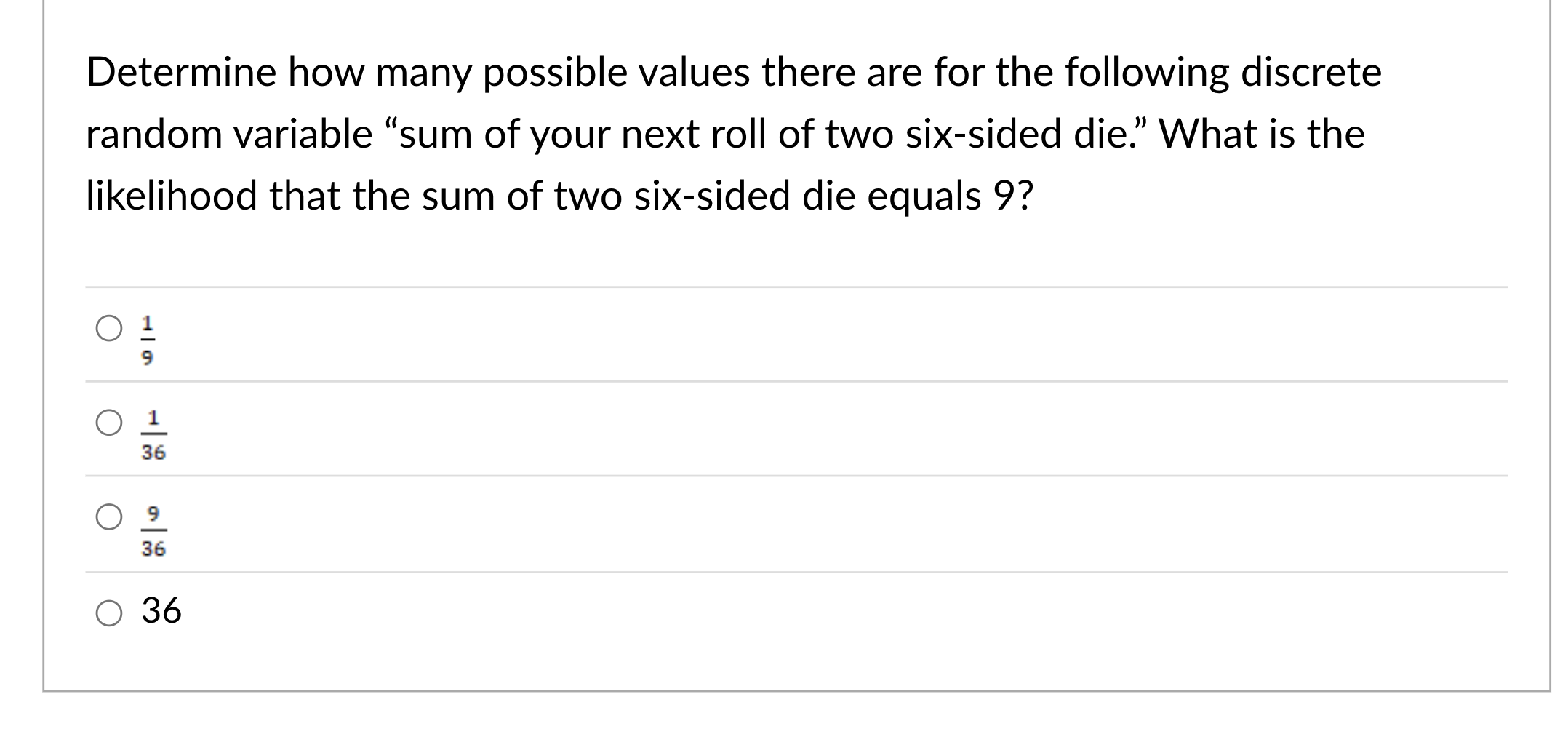 9? Determine whether the following distribution represents a valid probability distribution. 0
