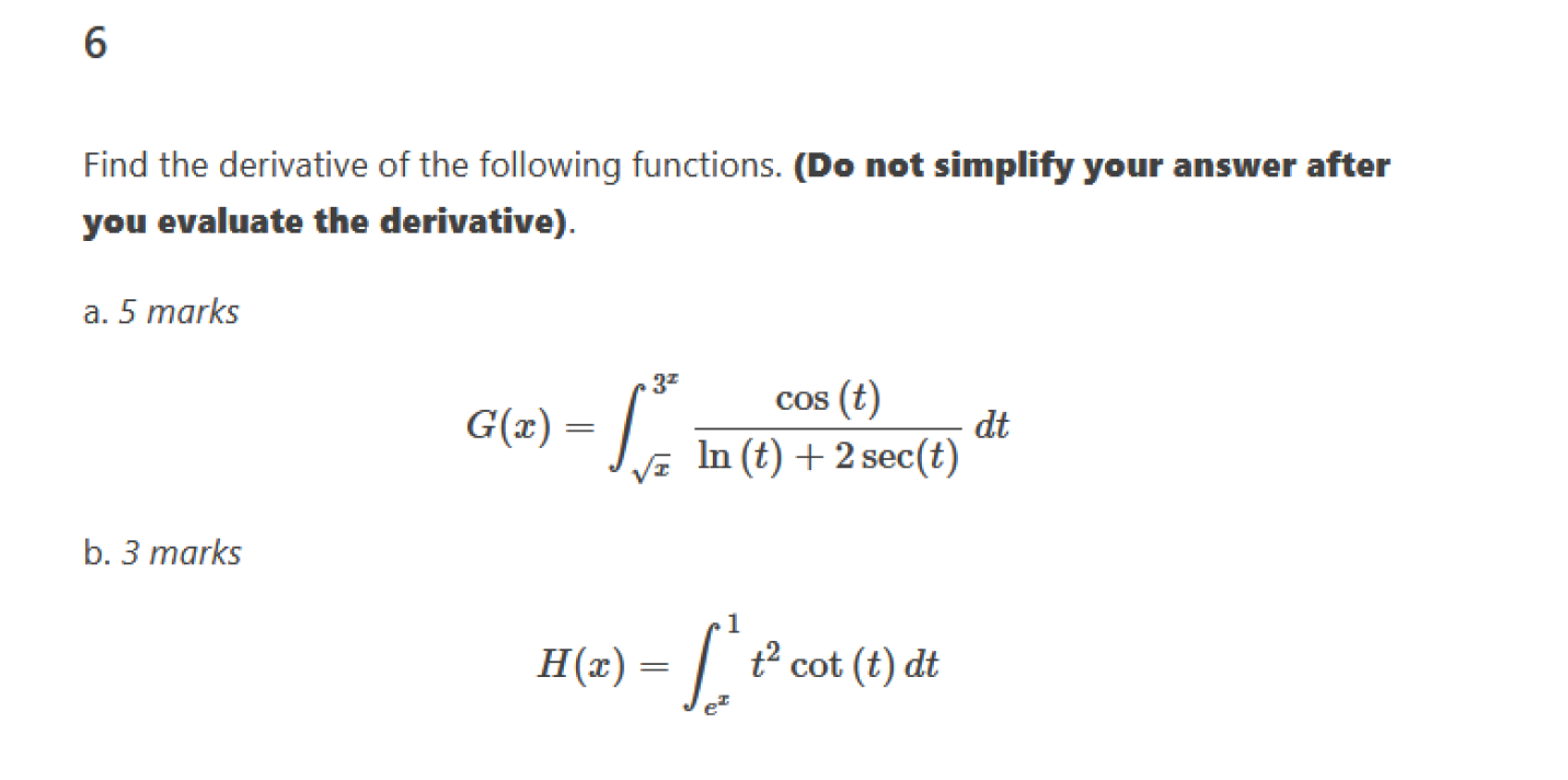 b. 3 marks 1 H(z) = t2 cot (t) dt