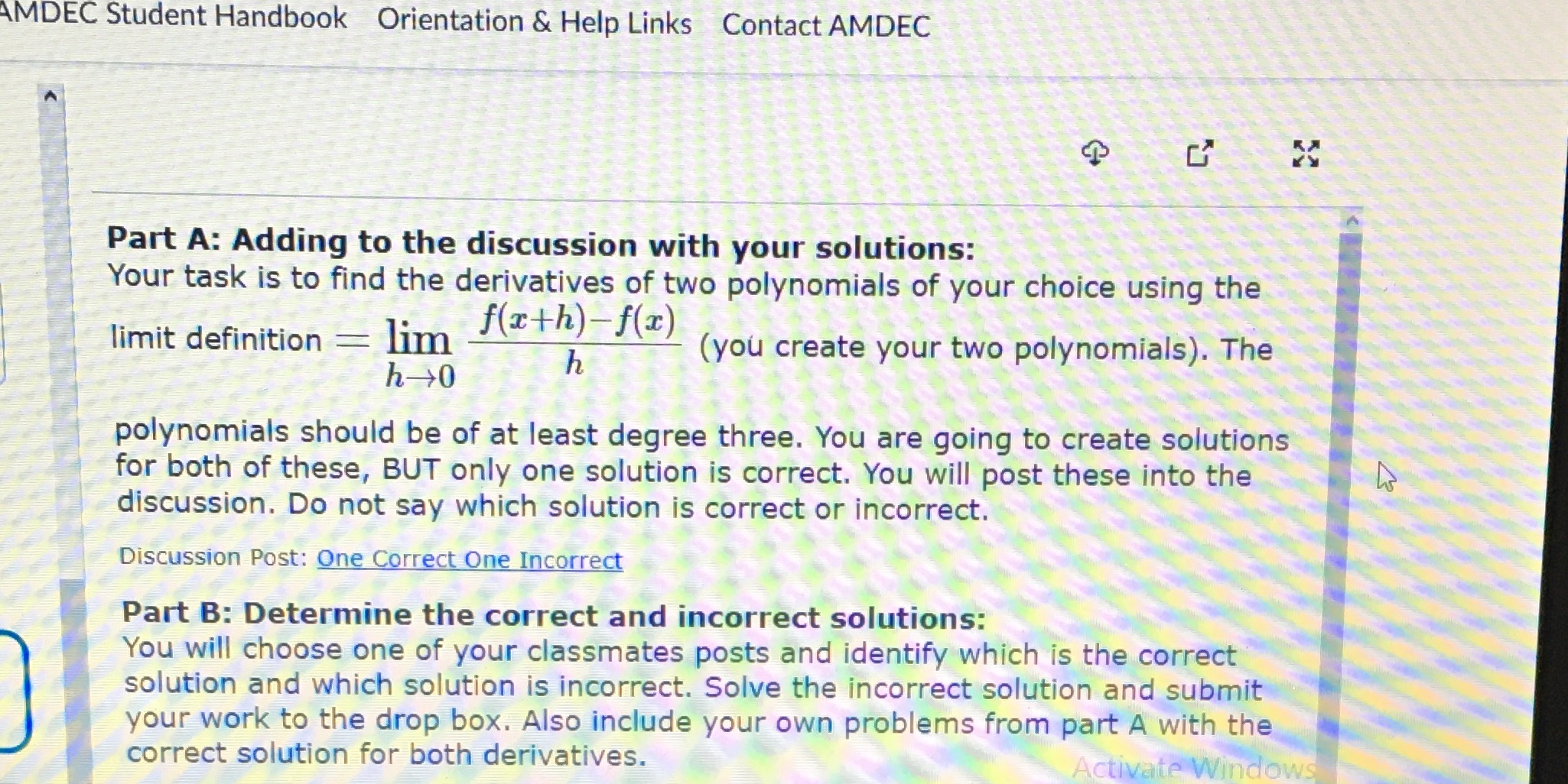 _7,_ Part A: Adding to the discussion with your solutions: ,