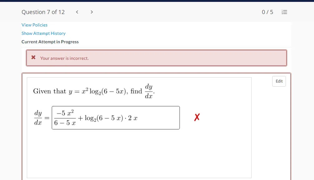 12 D f 5 View Policies Show Attempt Historyr Cur rent Attempt