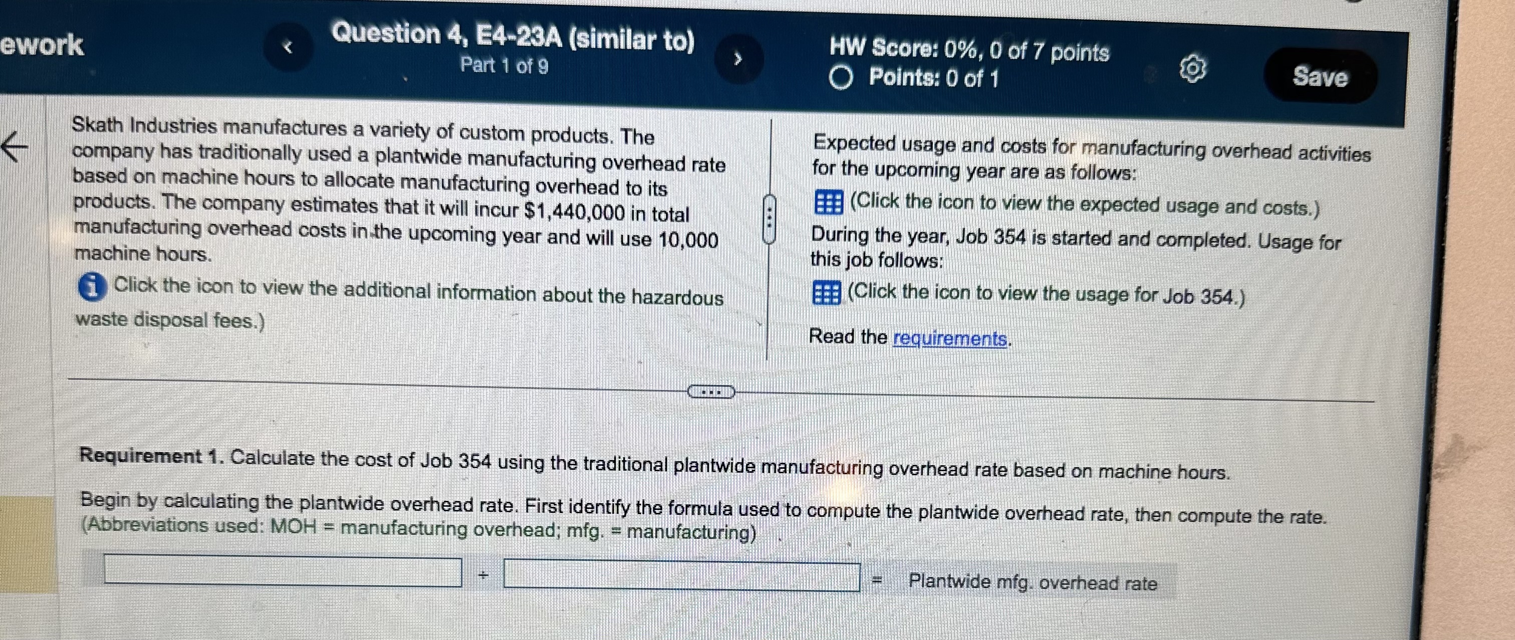  Question 4, E4-23A (similar to) ework HW Score: 0%, 0 of
