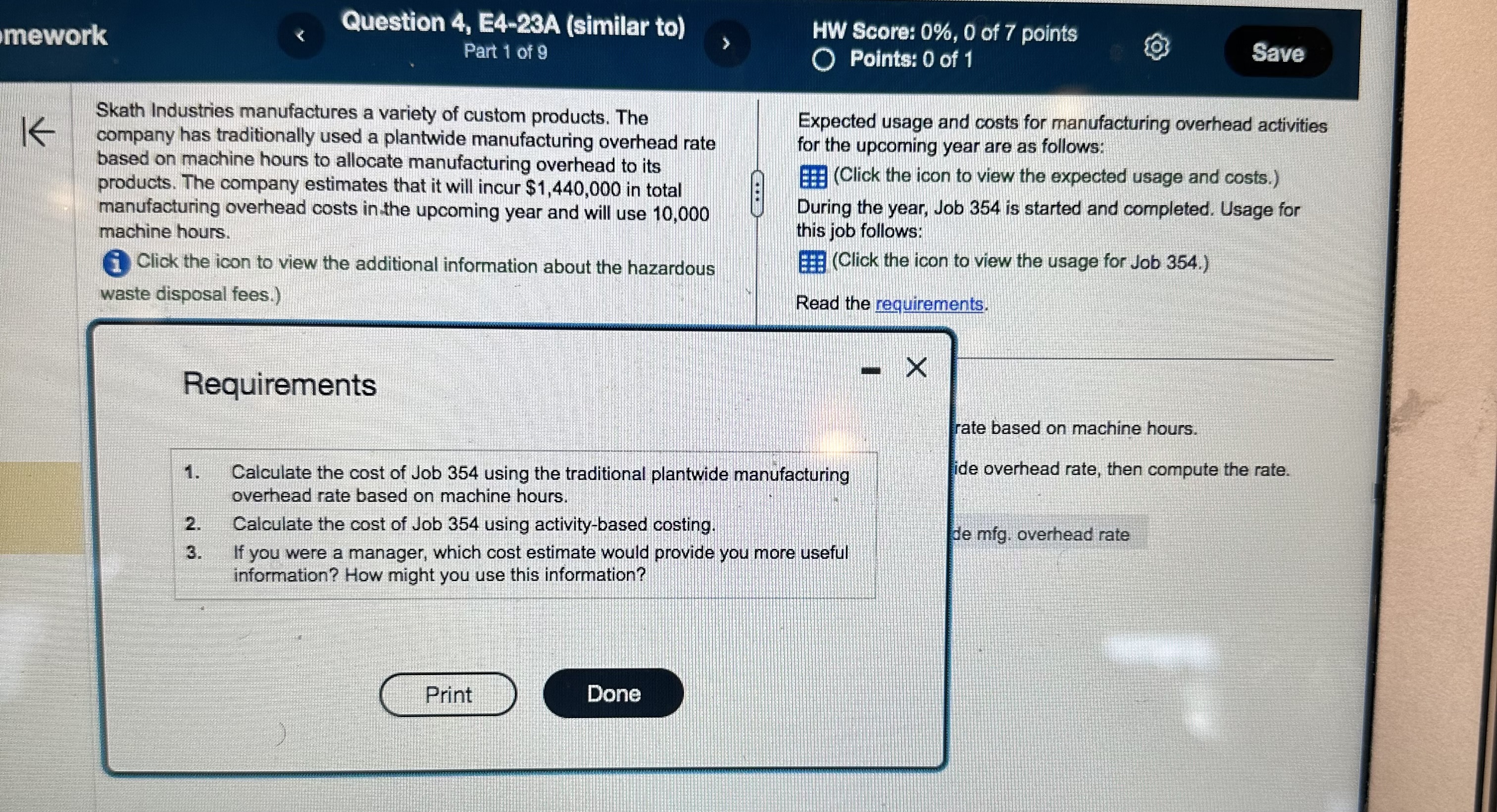 costs for manufacturing overhead activities company has traditionally used a plantwide manufacturing