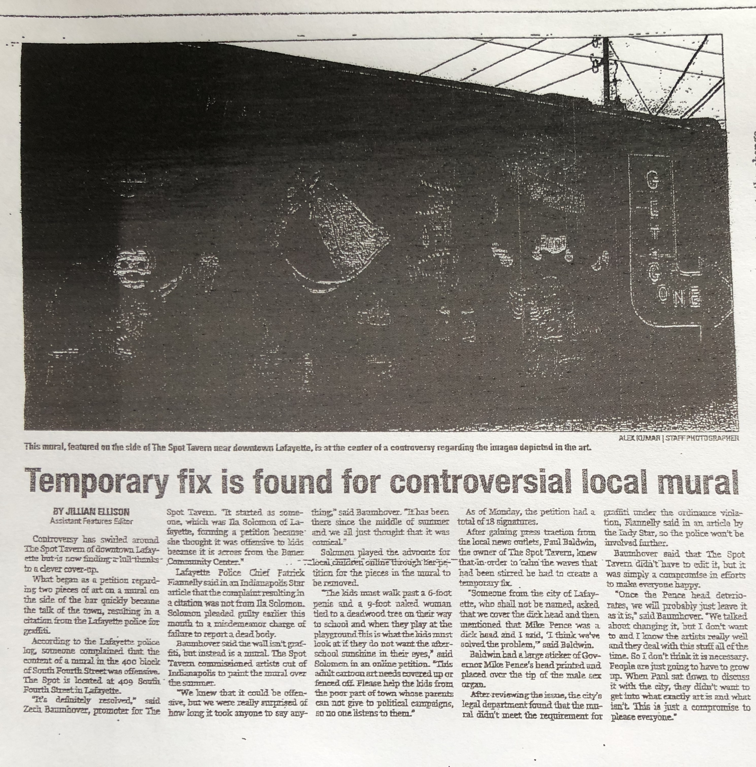 mural" deals with which U.S. Constitutional issue or issues, if the tavern