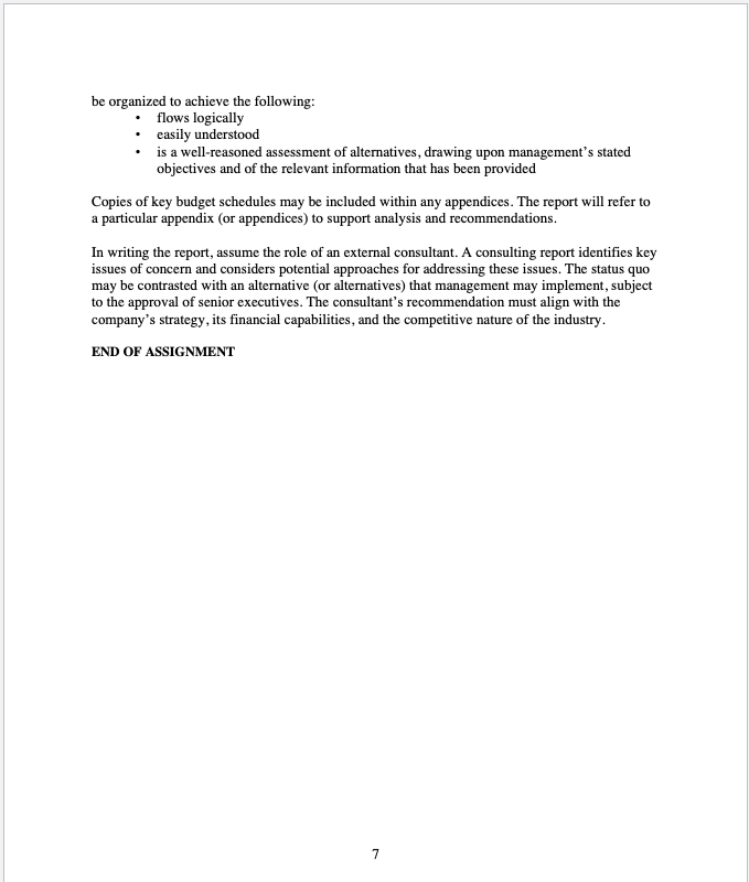 the base budget and the alternative in Word or PDF format) Project