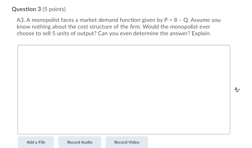 statement: \"A rm uses labour and capital to produce output according to