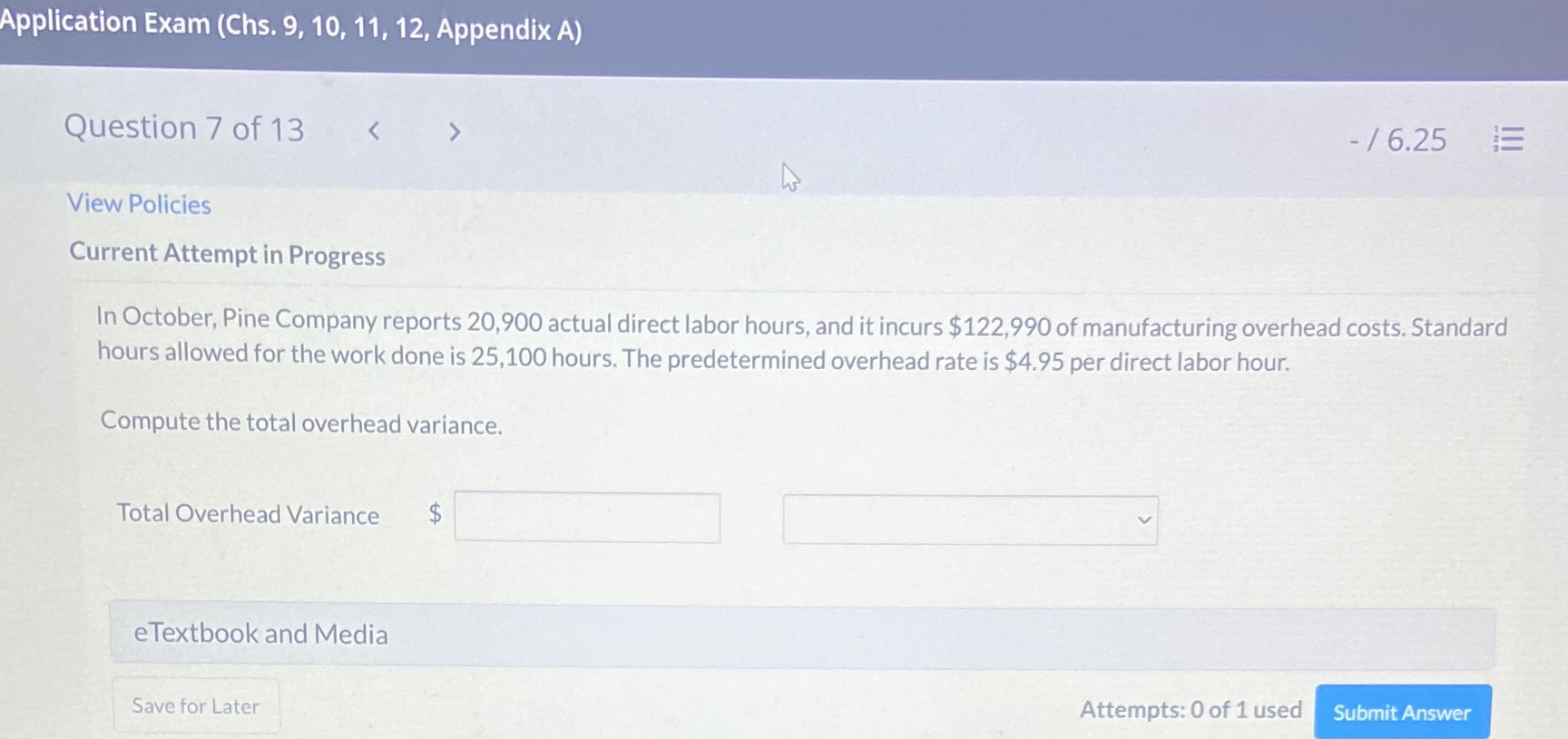  Application Exam (Chs. 9, 10, 11, 12, Appendix A) Question 7