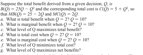 B(Q) = 250 - O' and the corresponding total cost is C(O)