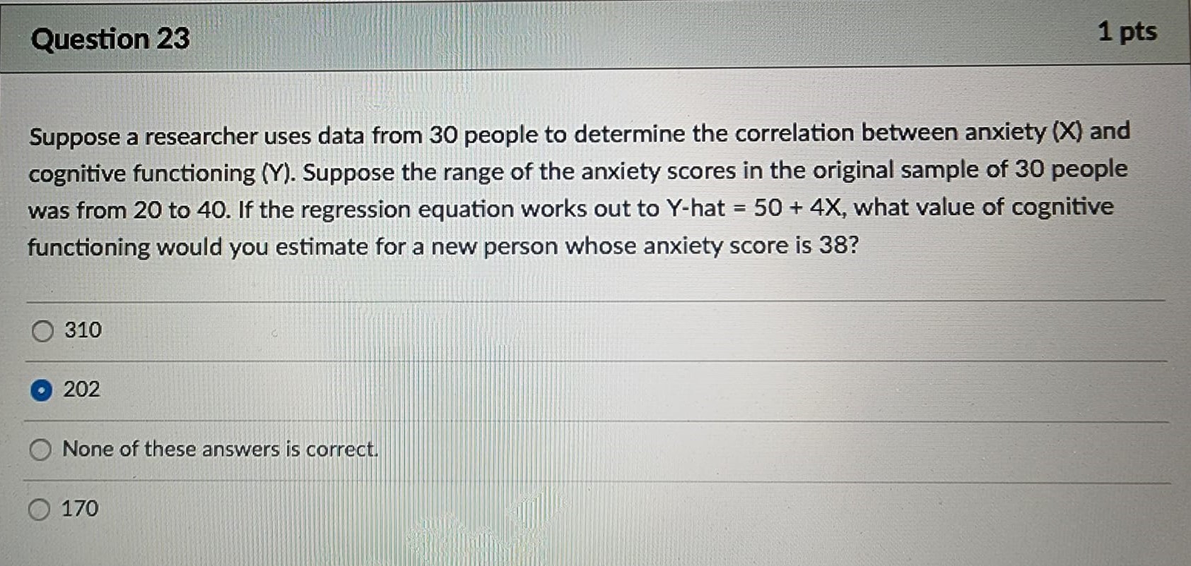 of 30 people was from 20 to 40. If the regression equation