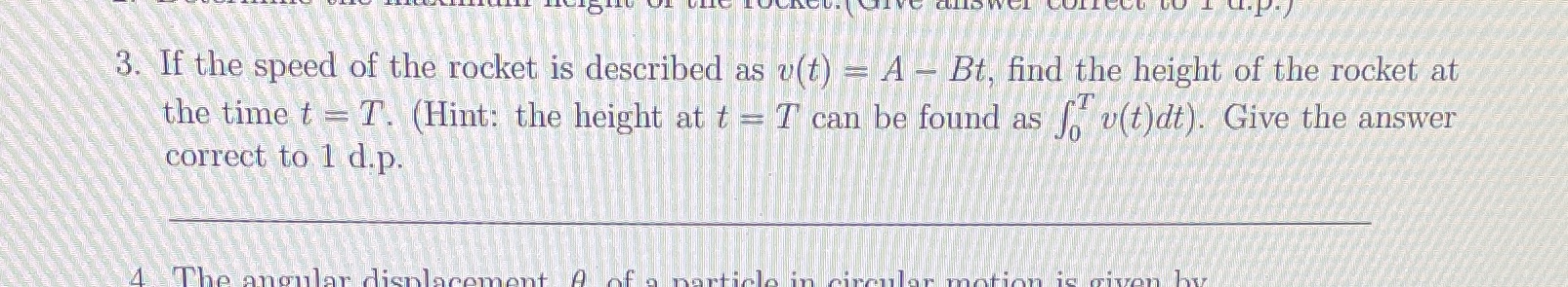 Question 3 -Given, 'A' is 80, 'B' is 11, 'T' is 2.6