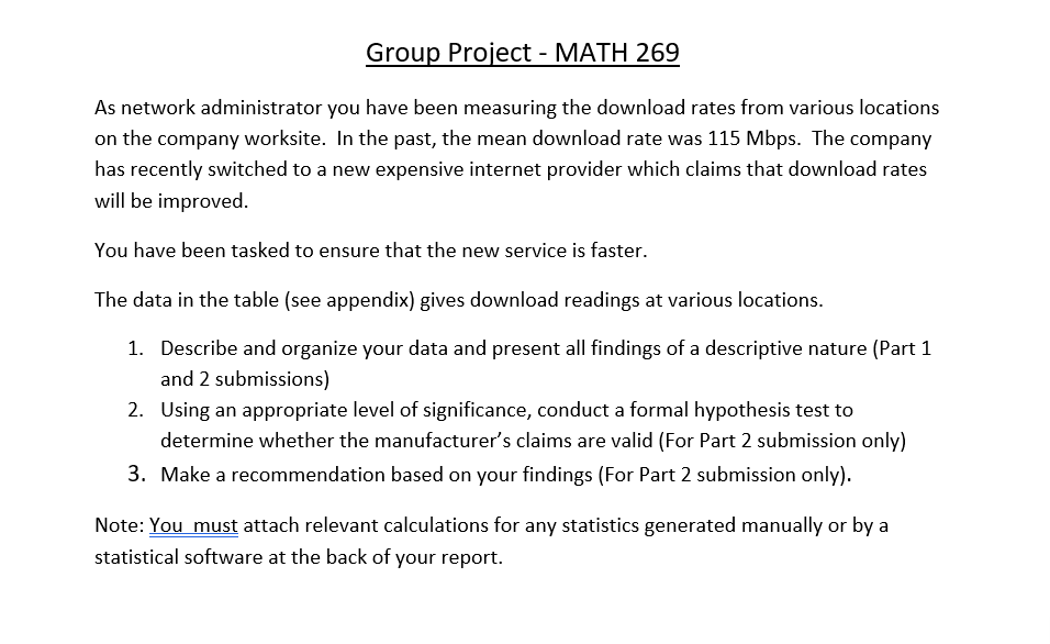 Group Proiect - MATH 269 As network administrator you have been