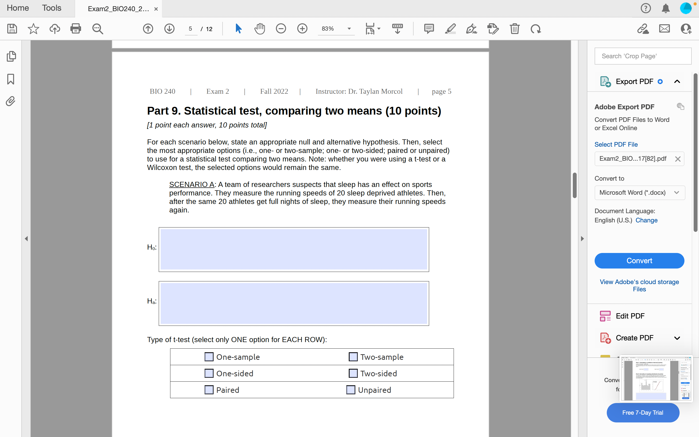 Part 7. Calculating a confidence interval (4 points) Search 'Crop Page' [2