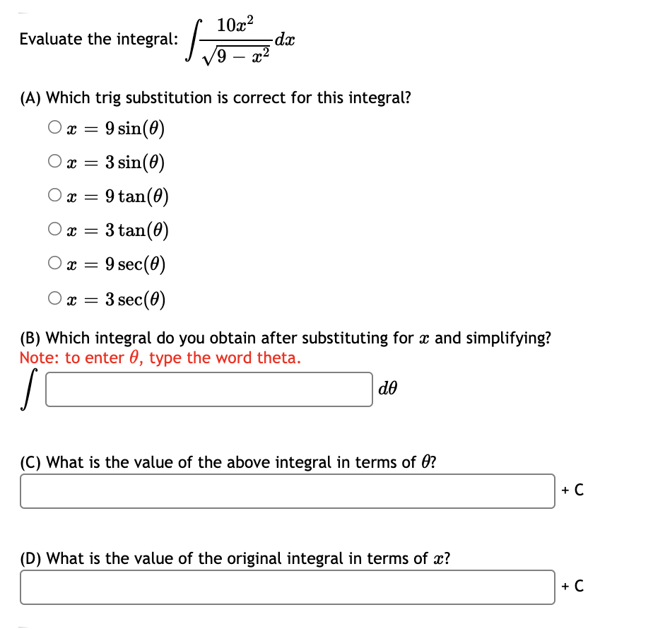 O a: = 3sec(6) (B) Which integral do you obtain after substituting