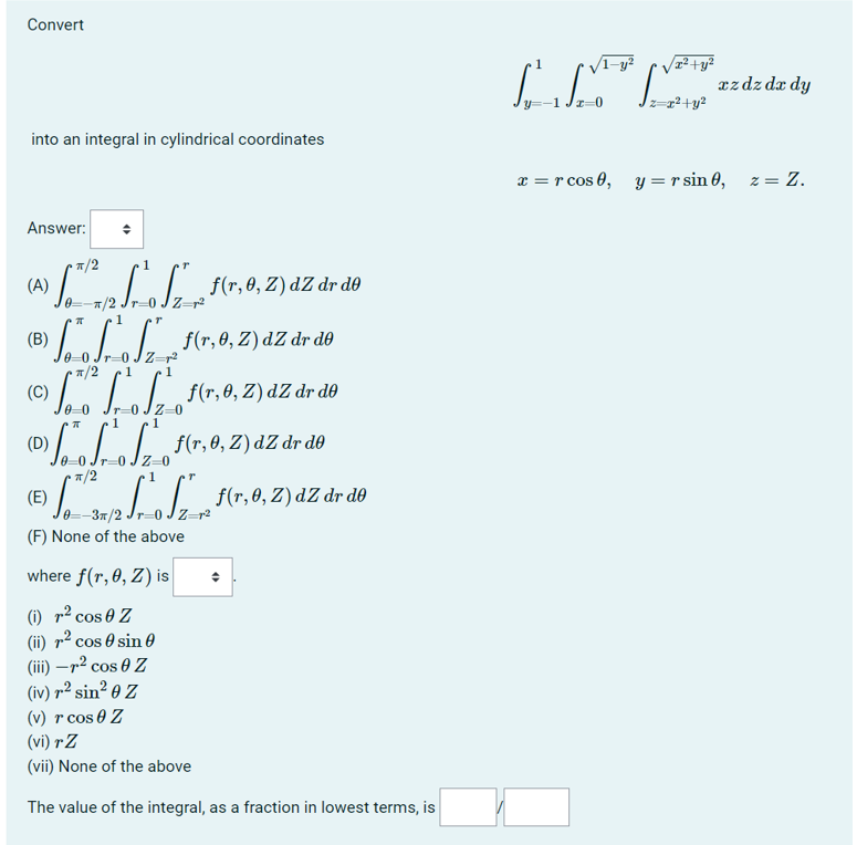 = rsine, z = Z. Answer: ") loo , of, , f(r,