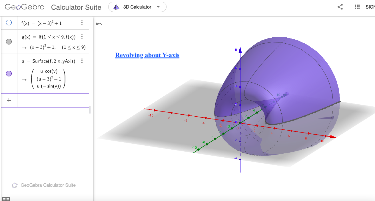 along x-axis --- Disk Method 2. graph of g(x) rotating along y-axis