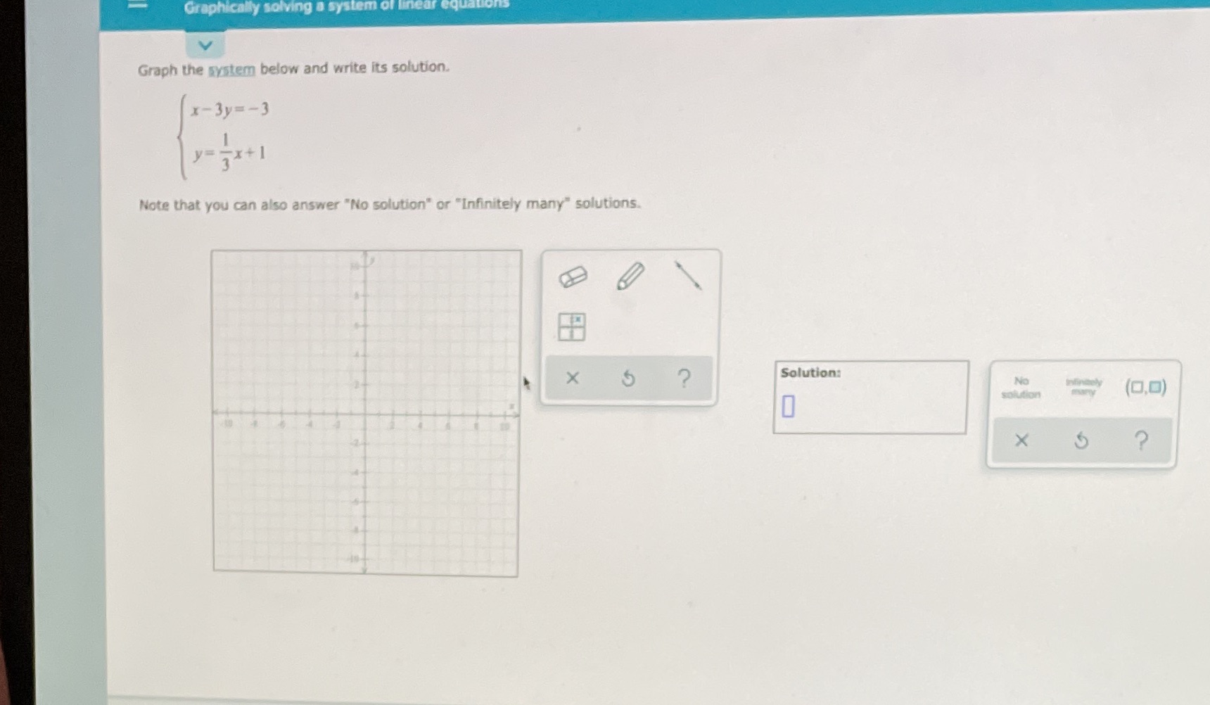  Graphically solving a system of linear Graph the system below and