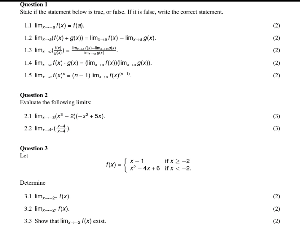 make sure you write clearly Question 1 State if the statement below