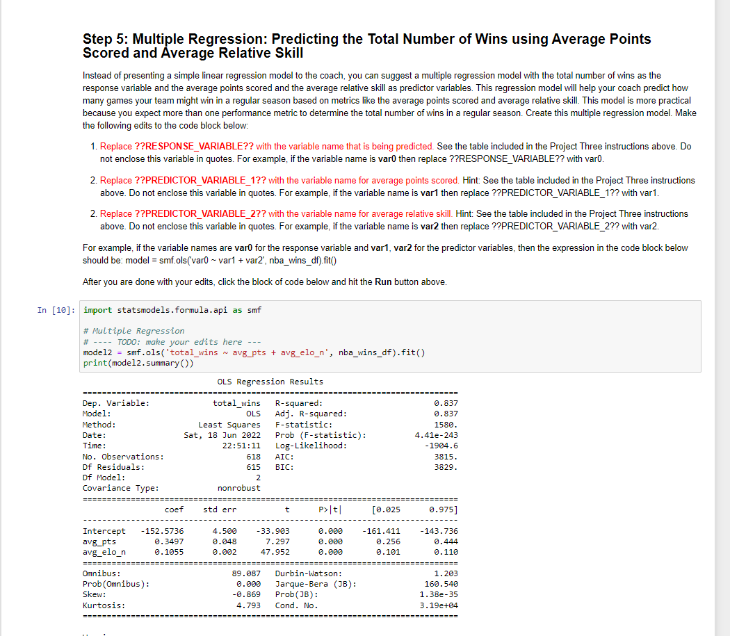 So I have everything done except for Step 6. In terms of