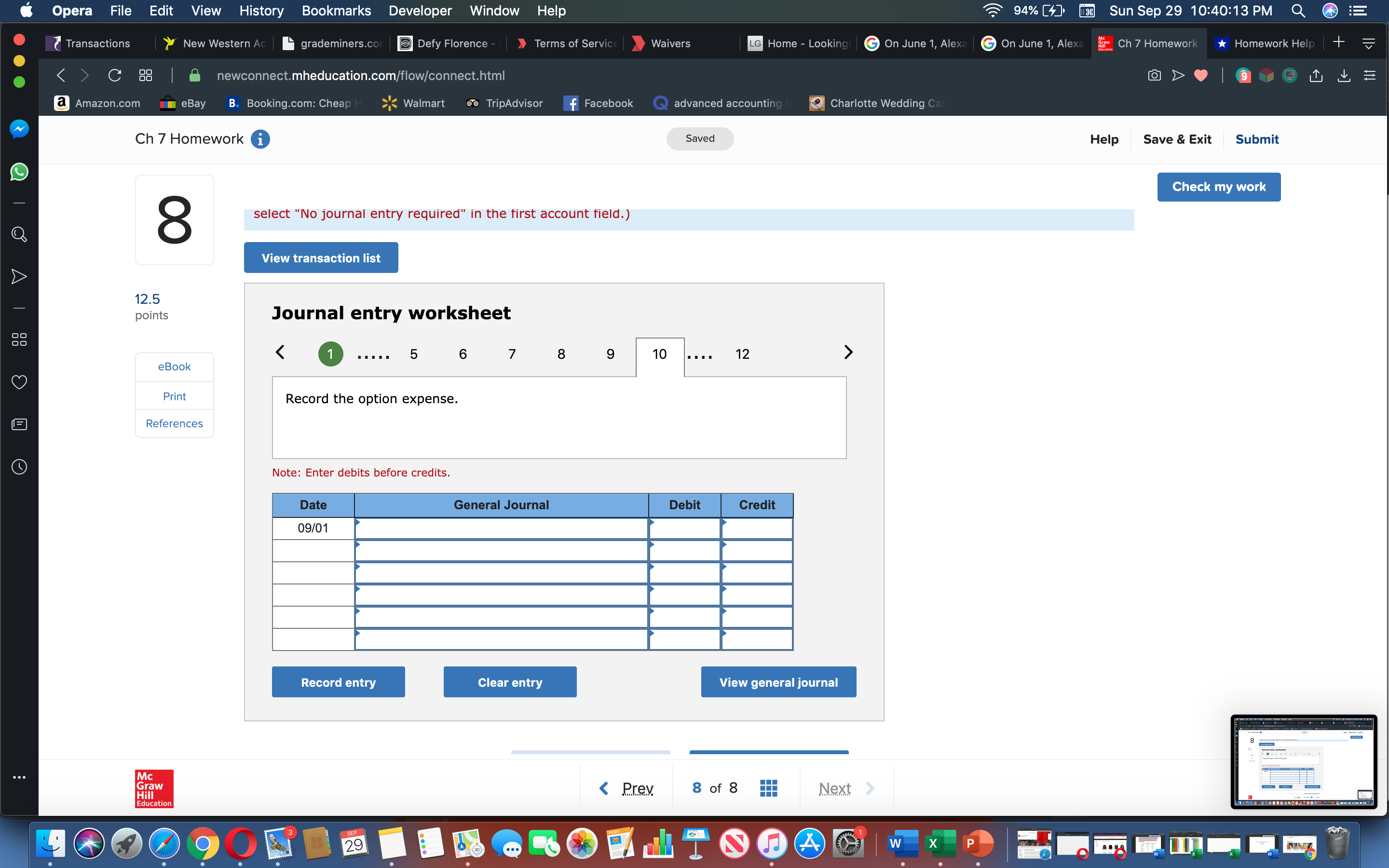 option. E References Note: Enter debits before credits. Date General Journal Debit