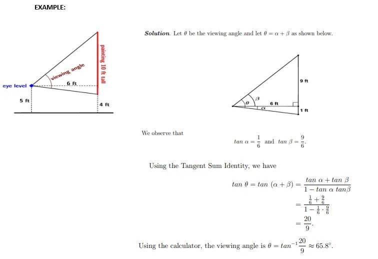 EXAMPLE: Solution. Let 0 be the viewing angle and let &